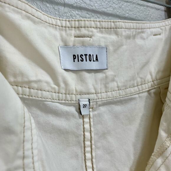 Pistola x Revolve Arita Paperbag White High Rise Cuffed Shorts Size 27 - Picture 10 of 13